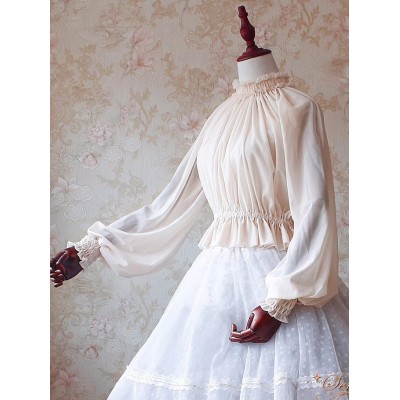 Sentaro Little Pudding Standing Neck Lantern Sleeve Blouse(20 Colours)